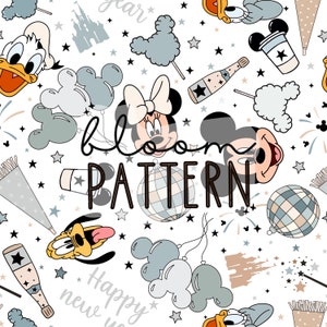 New years seamless Pattern, Magical New Years Eve Design, Holiday Party Seamless pattern, Surface Design