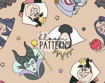 Villains Seamless Patterns, Halloween Villains Seamless, Digital Design