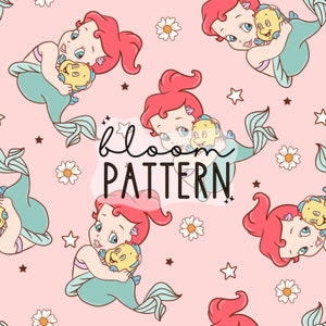 Baby Princess Seamless Pattern, Cute Princess Seamless Pattern, Mermaid Magical Pattern design