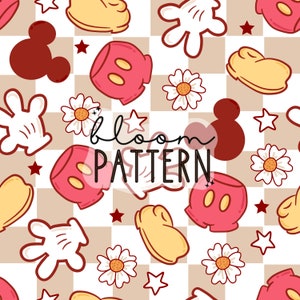 Magical Mouse Seamless pattern, Spring Gloves Mouse Seamless Pattern, Fabric Sublimation, Digital Design
