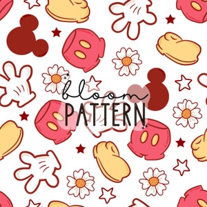 Magical Mouse Seamless pattern, Spring Gloves Mouse Seamless Pattern, Fabric Sublimation, Digital Design