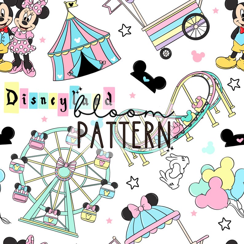 Magical Mouse Flower Seamless Pattern, Magical World Spring Seamless ...