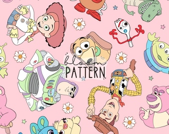 Story Friends Seamless Pattern, Cartoon Seamless Pattern, Fabric Sublimation