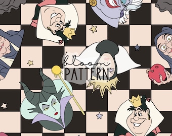 Villains Seamless Patterns, Halloween Villains Seamless, Digital Design