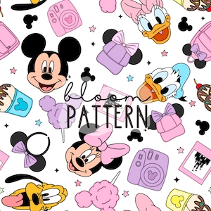 Magische Maus nahtlose Muster, Snacks nahtlose Muster, Retro Maus nahtlose Muster, Stoff Sublimation