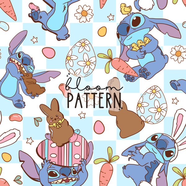 Easter Bunny Seamless Pattern, Retro Seamless Pattern, Digital Download Design, Groovy Girly Seamless Pattern Sublimation Design