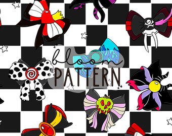 Villains Magical Mouse Seamless Pattern, Magical World Princess Halloween Seamless Pattern, Retro Seamless Pattern, Fabric Sublimation