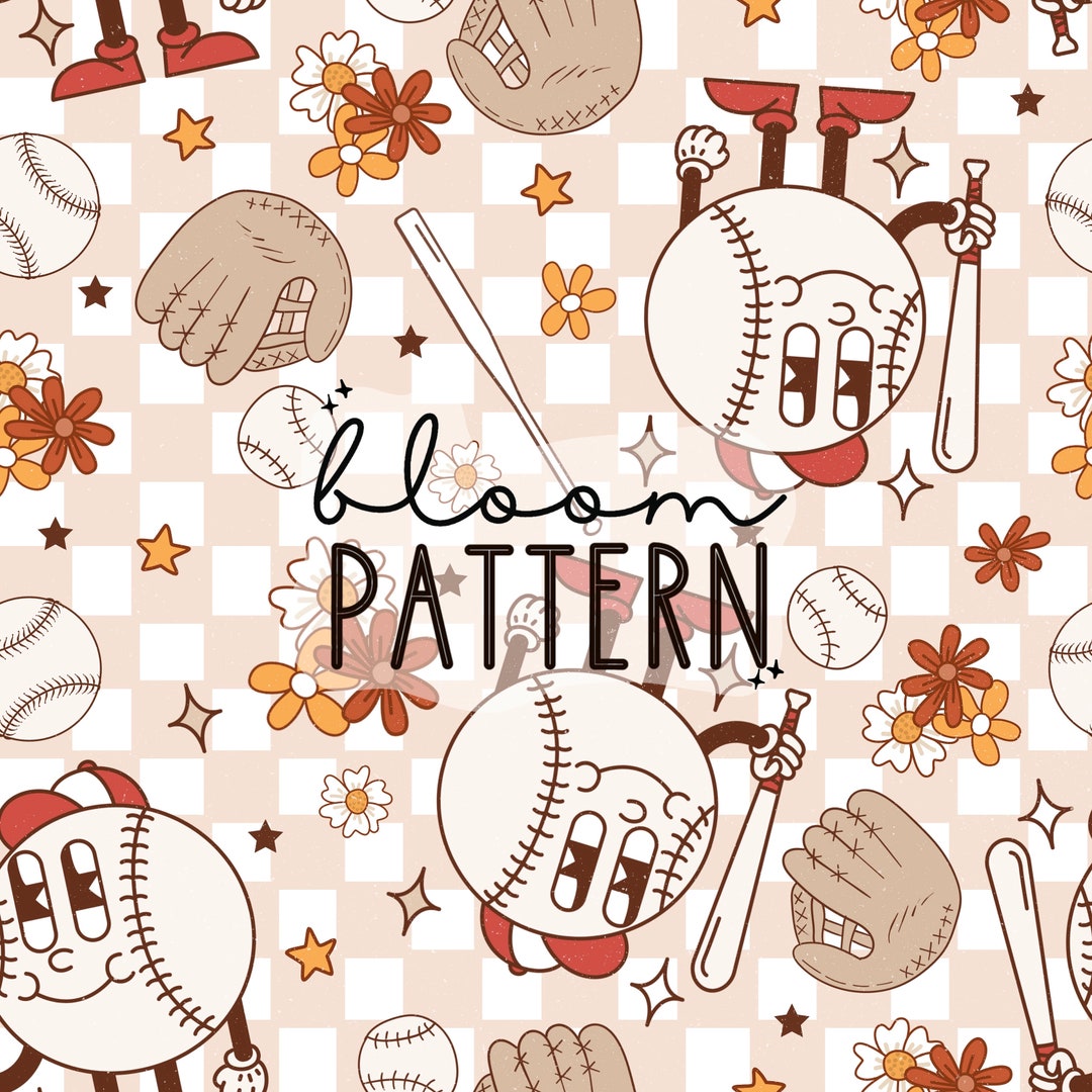 Baseball Seamless Pattern, Mascot Baseball Design Sublimation, Baseball ...