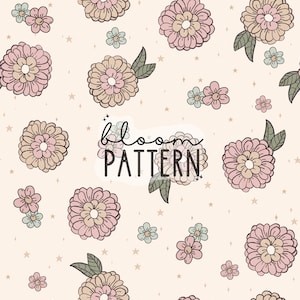 Flower Boho Floral Print Seamless Pattern Repeating File for Fabric Printing Sublimation Commercial Use
