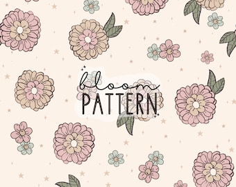 Flower Boho Floral Print Seamless Pattern Repeating File for Fabric Printing Sublimation Commercial Use