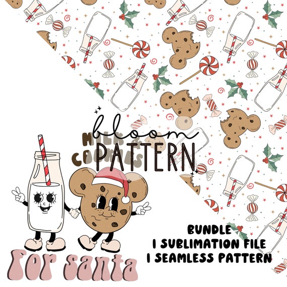 Bundle Christmas Cookies and Milk Magical Seamless Pattern, Boho Presents Seamless pattern Design, Fabric Design Sublimation
