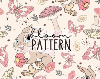 Bloem voorjaar schattig Bunny naadloze patroon, magische Bunny naadloze patroon, vlinder lente Pasen naadloze patroon, digitale download ontwerp