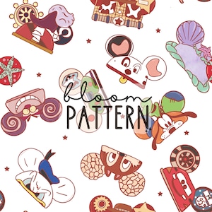 Magical Mouse Seamless pattern, Mouse Ears Spring Gloves Mouse Seamless Pattern, Fabric Sublimation, Digital Design
