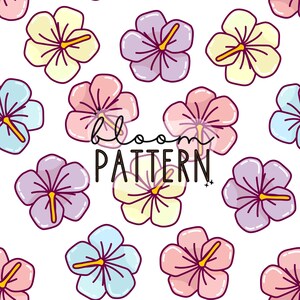 Flower Hawaii Summer Seamless Pattern, Boho Sun Seamless Pattern, Fabric Sublimation