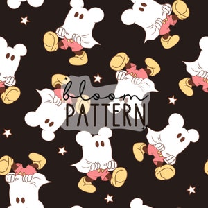 Halloween Seamless Pattern, Ghost Magical halloween Cartoon Seamless pattern, Fabric Sublimation