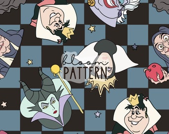 Villains Seamless Patterns, Halloween Villains Seamless, Digital Design