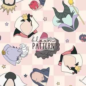 Villains Seamless Patterns, Halloween Villains Seamless, Digital Design