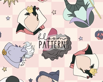 Villains Seamless Patterns, Halloween Villains Seamless, Digital Design