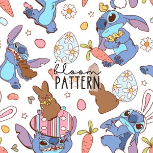 Easter Bunny Seamless Pattern, Retro Seamless Pattern, Digital Download Design, Groovy Girly Seamless Pattern Sublimation Design