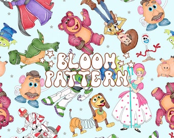 Toy Seamless Pattern Sublimation Design, Toy Cartoon Seamless Pattern, Fabric Sublimation