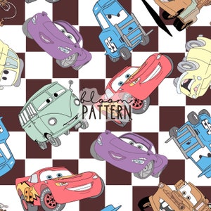 Cars Seamless Design, Magical Car Movie Seamless Pattern, Fabric Sublimation