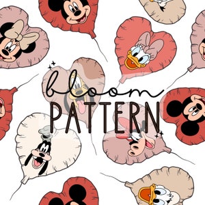 Valentines Day Seamless Pattern, Magical Valentines Day Pattern Design, Magical Mouse Seamless Pattern, Magical Valentines Day Design