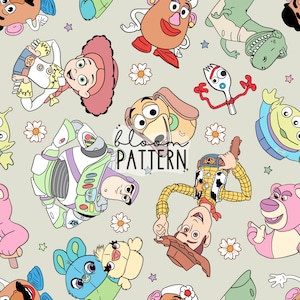 Story Friends Seamless Pattern, Cartoon Seamless Pattern, Fabric Sublimation