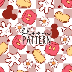Magical Mouse Seamless pattern, Spring Gloves Mouse Seamless Pattern, Fabric Sublimation, Digital Design