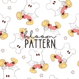 Halloween Seamless Pattern, Ghost Magical halloween Cartoon Seamless pattern, Fabric Sublimation