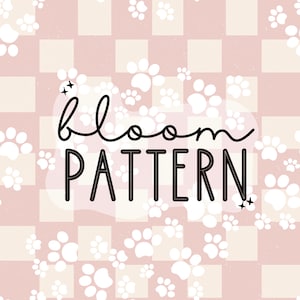 Retro Flower Seamless Pattern, Dog Paw Seamless Pattern, Dog lover Design, Check Retro Seamless Pattern