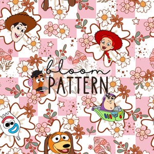 Spring Story Friends Seamless Pattern, Spring Flower Seamless Pattern, Digital Design