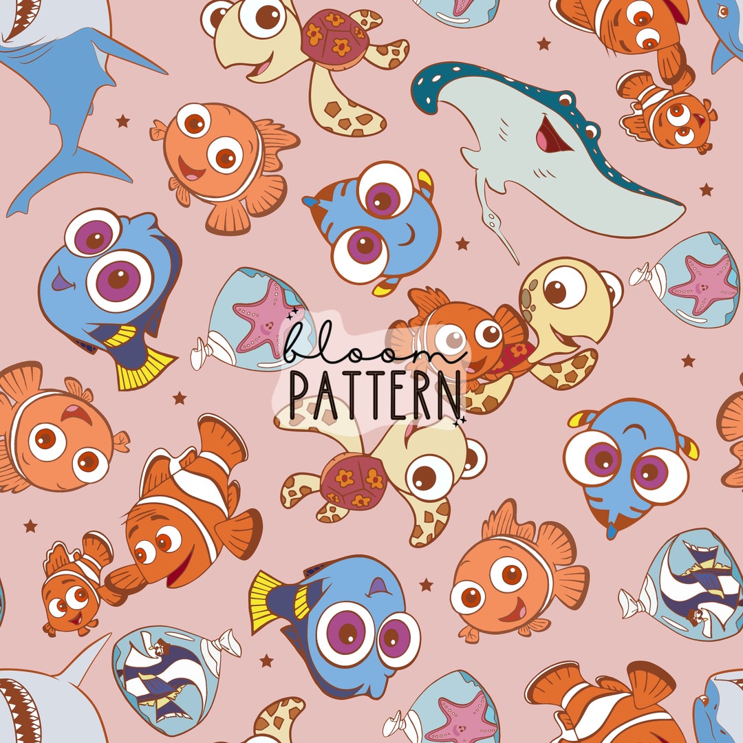 Retro Fish Seamless Pattern, Magical Fish Seamless Pattern Design ...