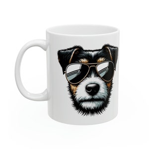 Hipster Hund mit Schattierungen Keramik Kaffeetasse, 11oz Bild 1