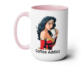 Faites le plein de super-pouvoirs avec cette infusion Wonder Woman's Choice ! Mug 15 oz pour accros au café (grande tasse)