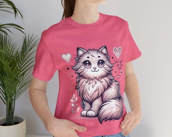 Nur ein Mädchen, das Katzen liebt Unisex Jersey Kurzarm-T-Shirt