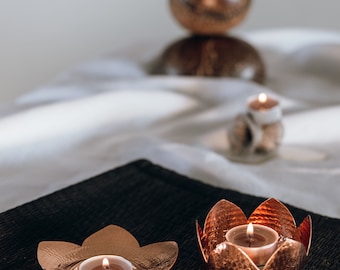House warming - Copper T lights Flower and Lotus Flowe