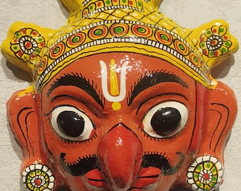 Traditional Nakashi Mask-Handmade Indian Festival decor-Ethnic Art for gifts,Handpainted wall decor,Mythological handmde face mask,