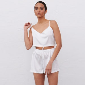 Bridal Pajama Set Bride Pajamas White Pajama Set Bridal Set Silk Satin Bridal Set Bridal Lace Set Bride Playsuit Bridal Set Satin Bridal Set