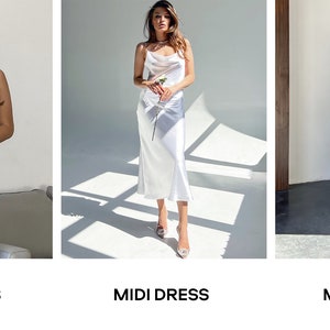 Silk Slip Womens Dress, White Silk Slip Dress, Cowl Neck Silk White Dress, Silk Dress for Special Occasions, Satin Silk, Bridal Gown image 6