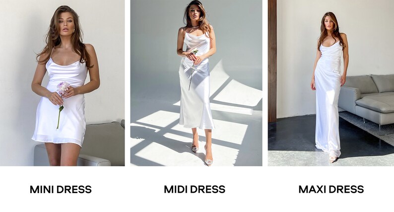 Silk Slip Womens Dress, White Silk Slip Dress, Cowl Neck Silk White Dress, Silk Dress for Special Occasions, Satin Silk, Bridal Gown image 6