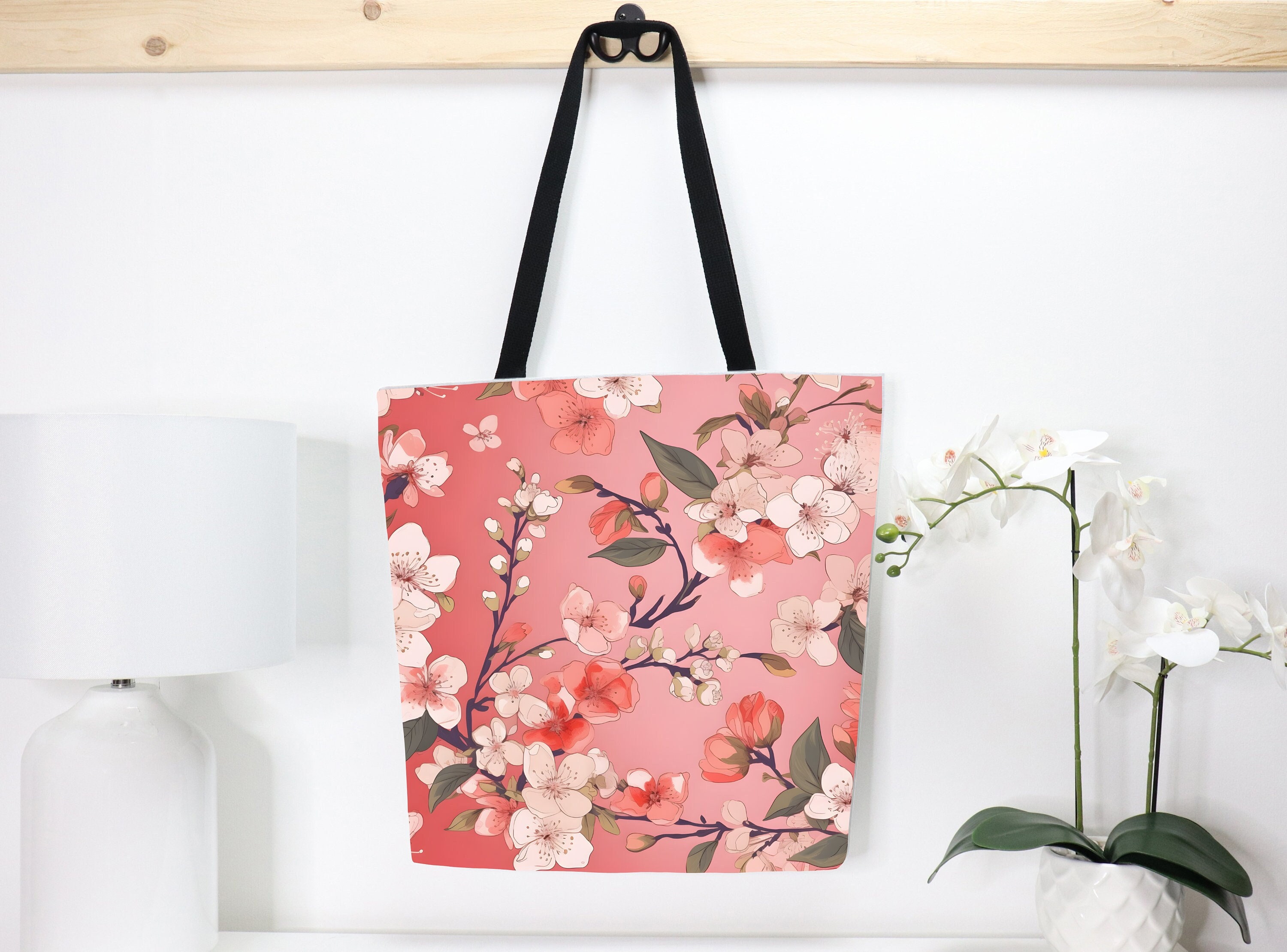 Sakura Cherry Blossom Leather Tote Bag