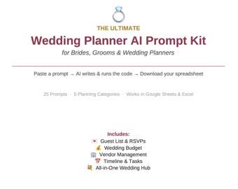 Wedding Planner AI Prompt Kit — Google Sheets & Excel Spreadsheet Templates