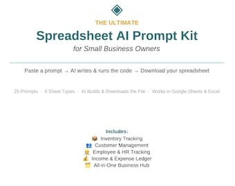 AI Prompt Kit for Spreadsheets — Google Sheets & Excel Small Business Templates