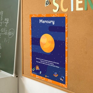 Mercury Planet Poster Space Printable Mercury Wall Art Poster Planet Kids Bedroom Poster Playroom Wall Decoration Mercury School Picture image 2