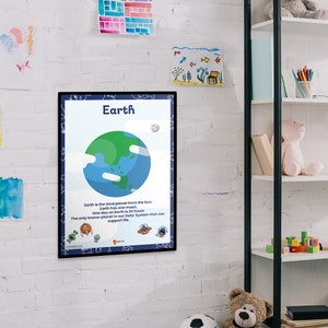 Planet Earth Poster Space Printable Earth Wall Art Poster Earth Kids Bedroom Poster Playroom Wall Decoration Space School Earth Picture boho