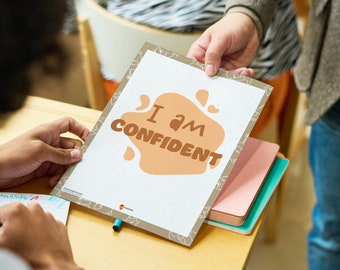 I Am Confident Affirmaties Muurkunst Kinderkamer Decor Positieve Affirmaties Kinderen Opbeurende Dagelijkse Affirmaties Kinderen bouwen vertrouwen