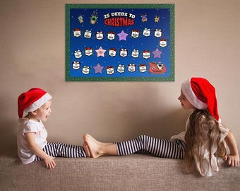 Advent Calendar 25 Good Deeds Christmas Calendar Set Printable Christmas Ideas Kids Stickers Print Stickers Fun Christmas Decoration