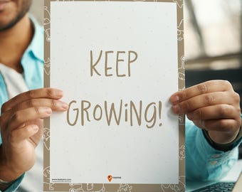 Keep Growing Wall Art Decoração de quarto infantil Afirmações positivas Citações inspiradoras Afirmações diárias Crianças constroem confiança Mentalidade de criança feliz