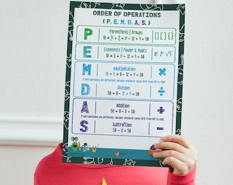 PEMDAS Math Poster Math Order Of Operations Math Teacher Ideas Mathematics Printable Math Formula Solving Basic Math Poster  Foundation Math