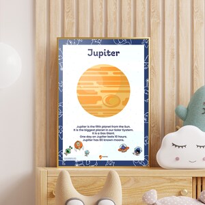 Planet Jupiter Poster Printable Jupiter Wall Art Poster Jupiter Kids Bedroom Poster Playroom Wall Decoration Space School Jupiter Picture